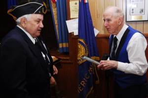 Cherryfield Band member and WWII Veterans Robert Simon is honored for his service.